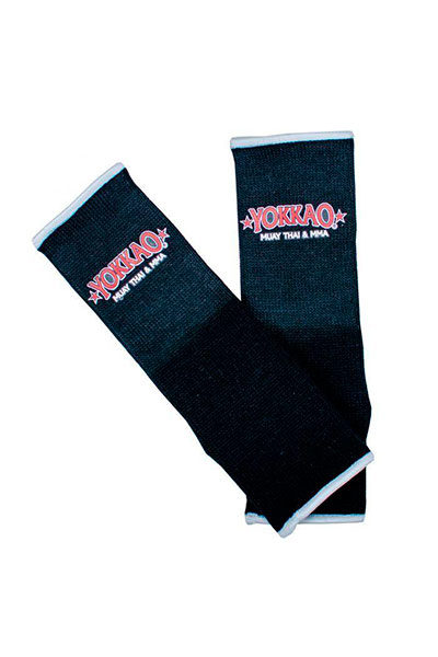 Protección de tobillo Muay negro tailandés
